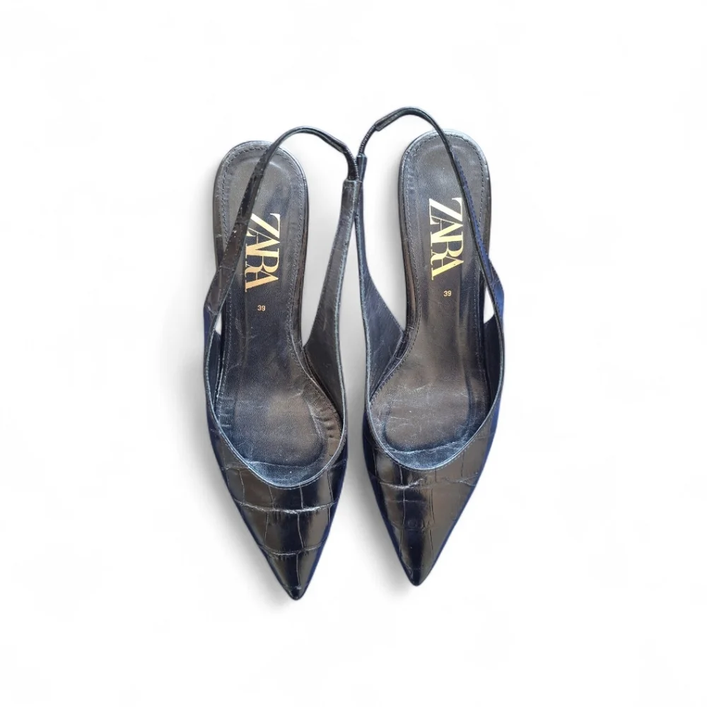 Zara Elegant Black Slingback Heels - Preloved - Picture 1 of 5
